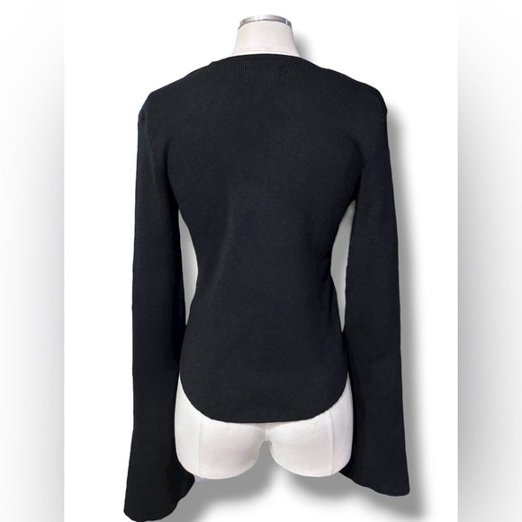 MAEVE x ANTHROPOLOGIE Black Square Neck Bell Sleeve Sweater Size Medium - Picture 4 of 10